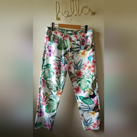 NWOT ZARA FLORAL JEANS SZ 06 - Picture 6 of 15